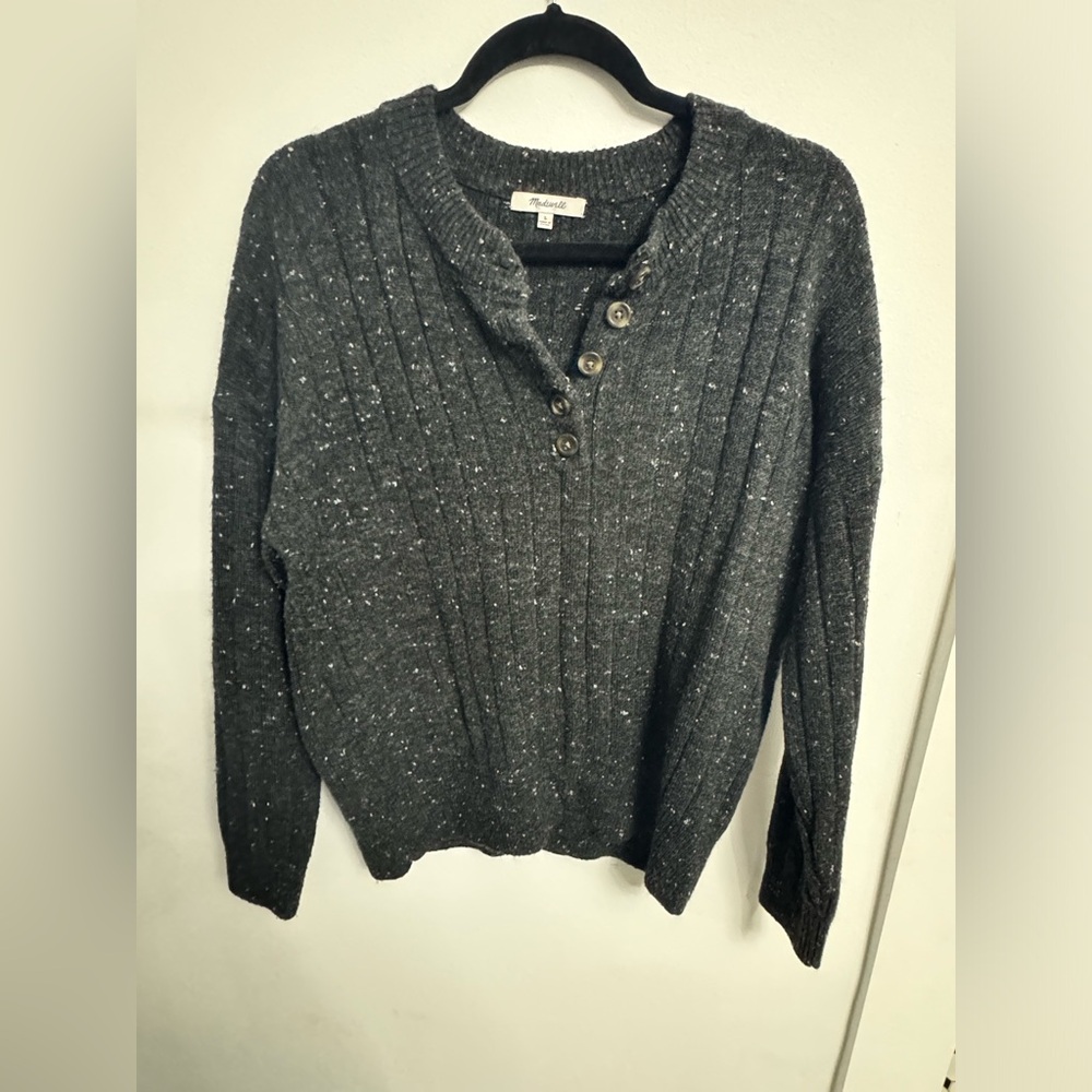 Madewell Bowden Henley Sweater in Gray